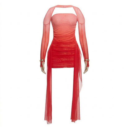 Robe Longue Dos Nu à Col Halter & Foulard Élégant – Style Glamour