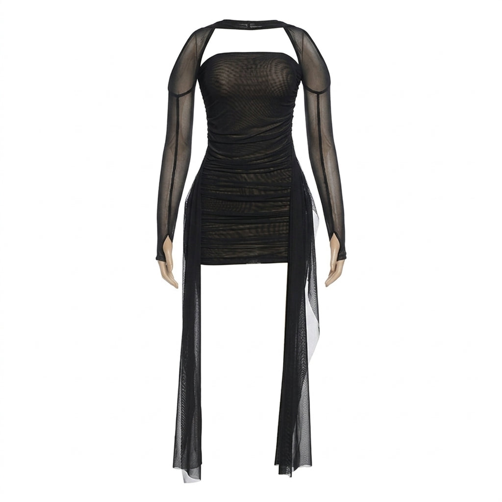 Robe Longue Dos Nu à Col Halter & Foulard Élégant – Style Glamour