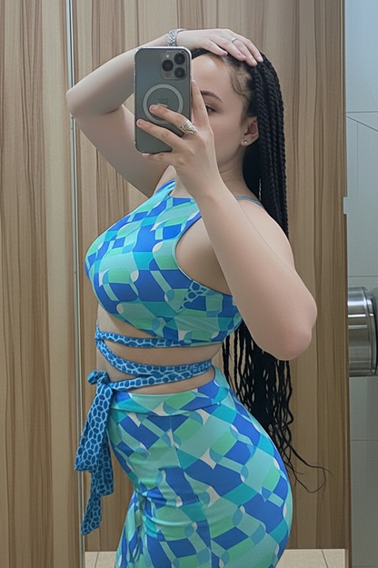 Ensemble 2 Pièces Fluide Imprimé Floral - Crop Top & Pantalon