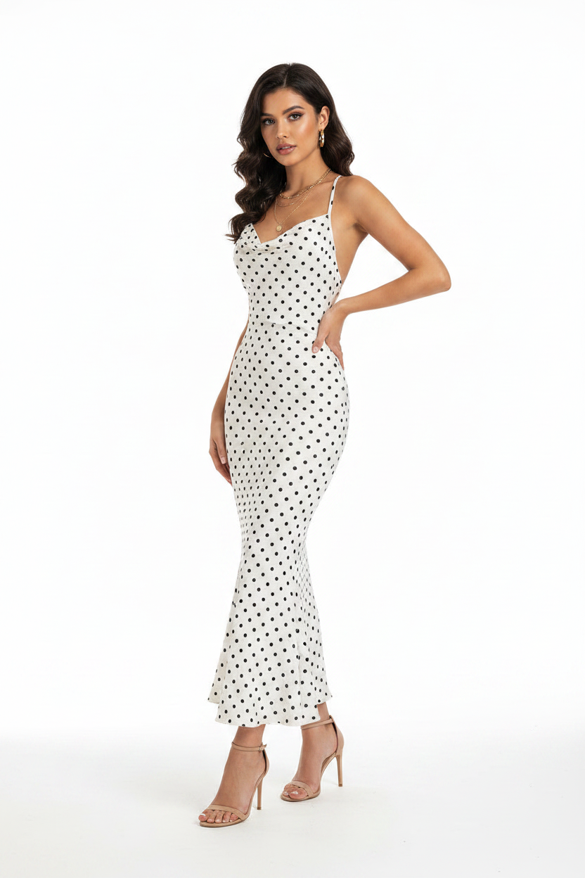 Robe Midi Dos Nu à Imprimé Floral & Col Halter Coupe Sirène