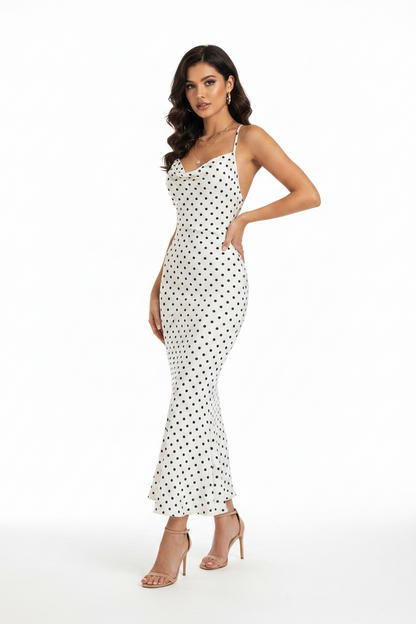 Robe Midi Dos Nu à Imprimé Floral & Col Halter Coupe Sirène