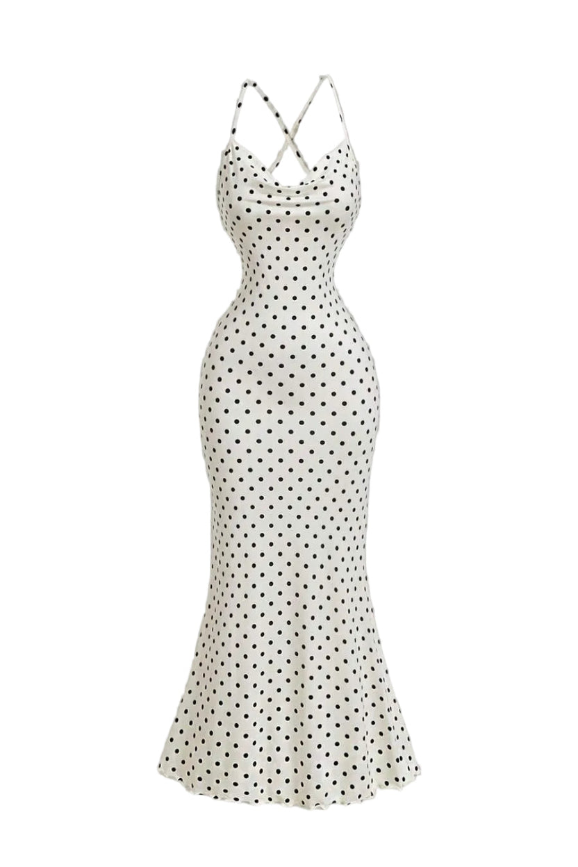 Robe Midi Dos Nu à Imprimé Floral & Col Halter Coupe Sirène