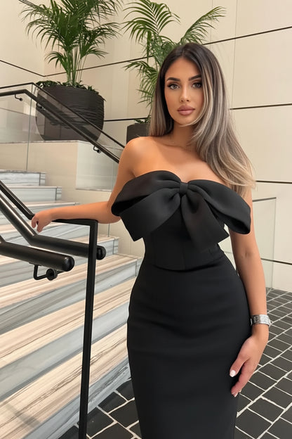Robe de Soirée Buste Nœud Papillon Moulante